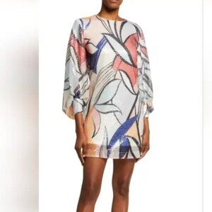 One33 Social Sequin Abstract-Print Full-Sleeve Dress Size 4 EUC